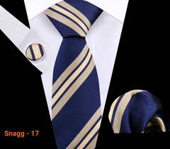 Classic Plaid Tie Set for Men - Necktie with Matching Pocket Square & Cufflinks - Snagg - 17 - Others In Fashion