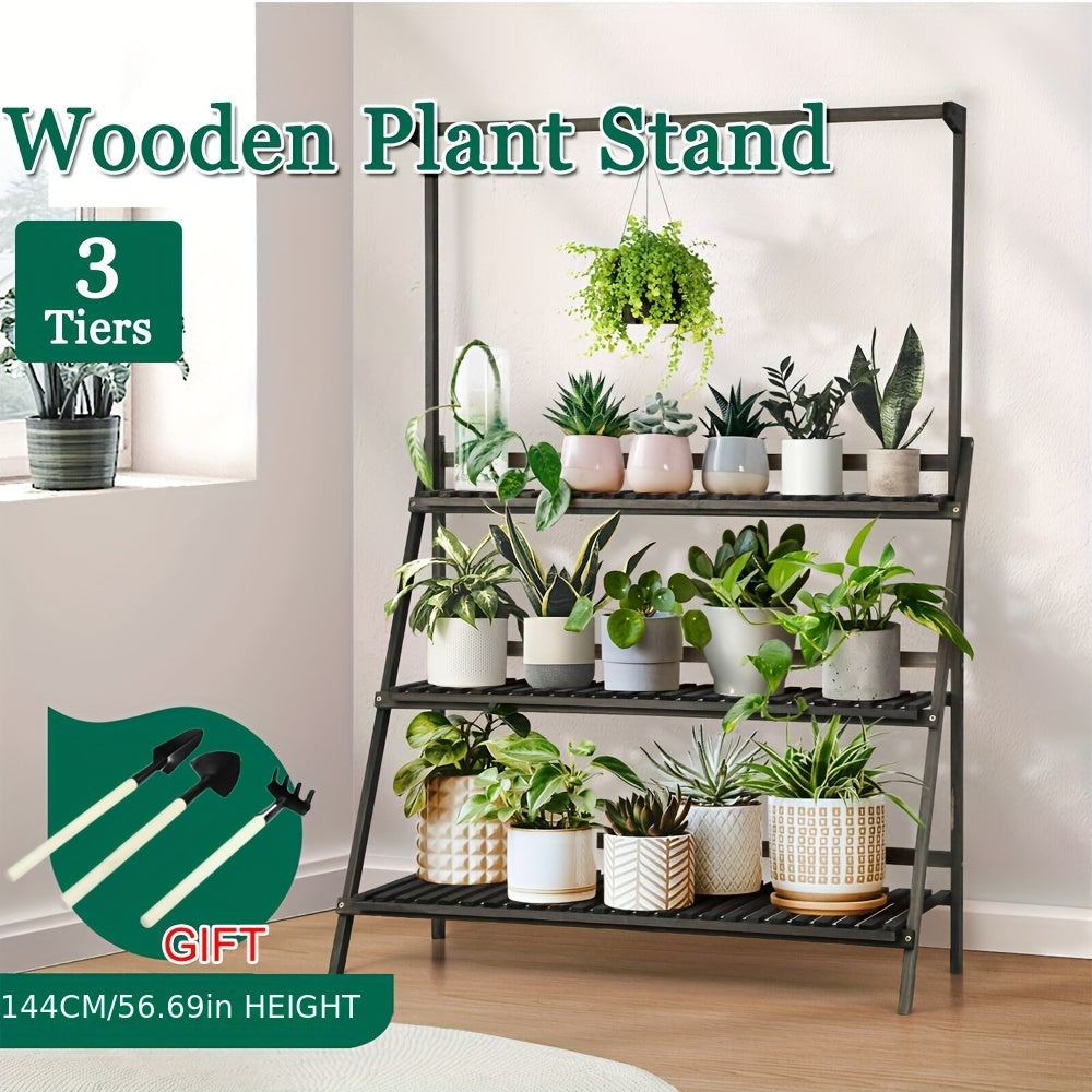 3 Tier Folding Wooden Plant Stand 144cm by Snagg A Rack