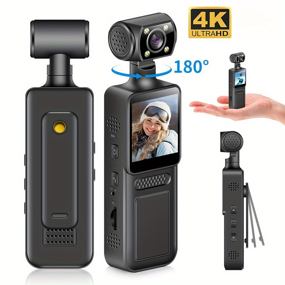 4K Portable Camera – 180° Rotating Lens with Full Color Night Vision & External Mic Support by Snagg A Portable Camera