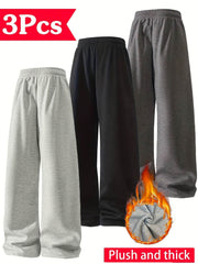 3pcs Men’s Fleece-Lined Track Pants - SnaggIt