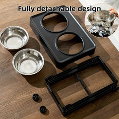 Adjustable Height Dog Bowl Stand with Stainless Steel Bowls - SnaggIt