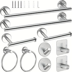 10-Piece Stainless Steel Bathroom Accessories Set by Snagg A Hook