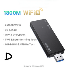 AX1800 WiFi 6 USB Adapter – Dual-Band 2.4G/5GHz Dongle with Antenna for Desktop & Laptop by Snagg A USB WiFi Adapter