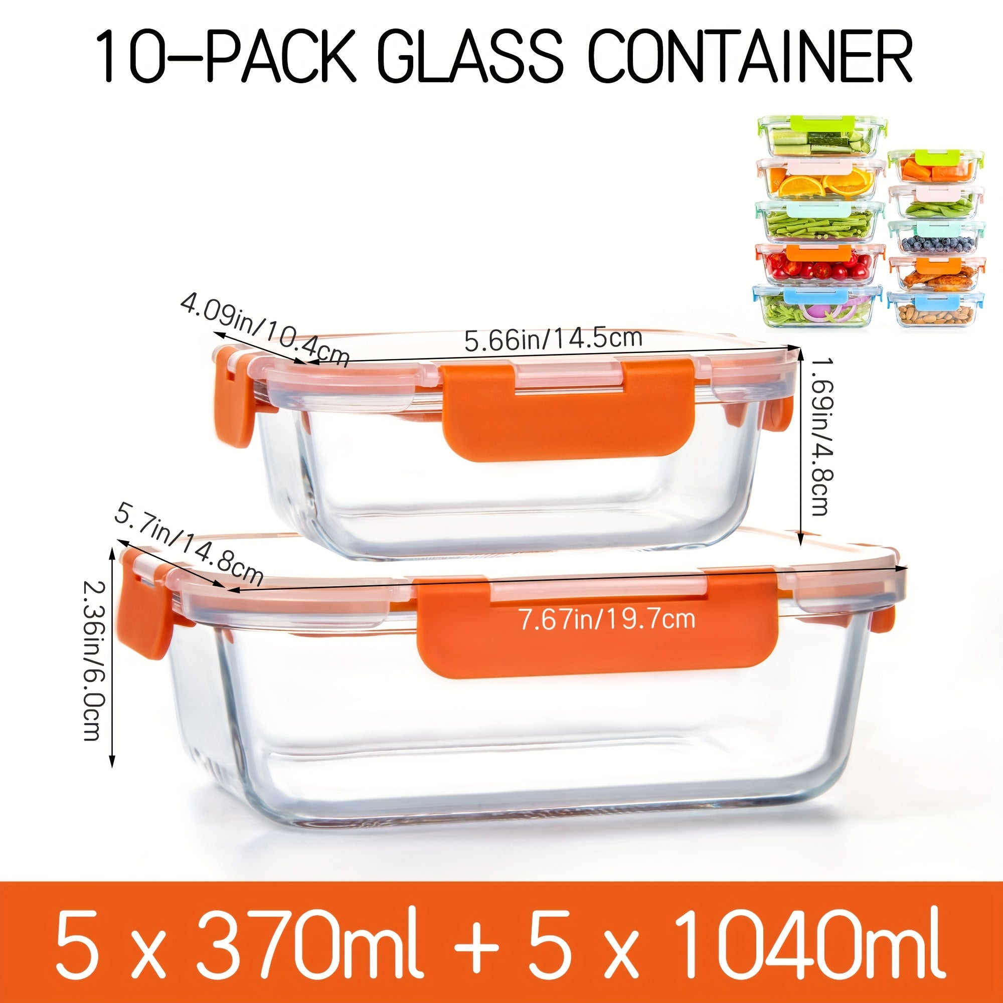 10 Pack Borosilicate Glass Meal Prep Containers by Snagg A Container