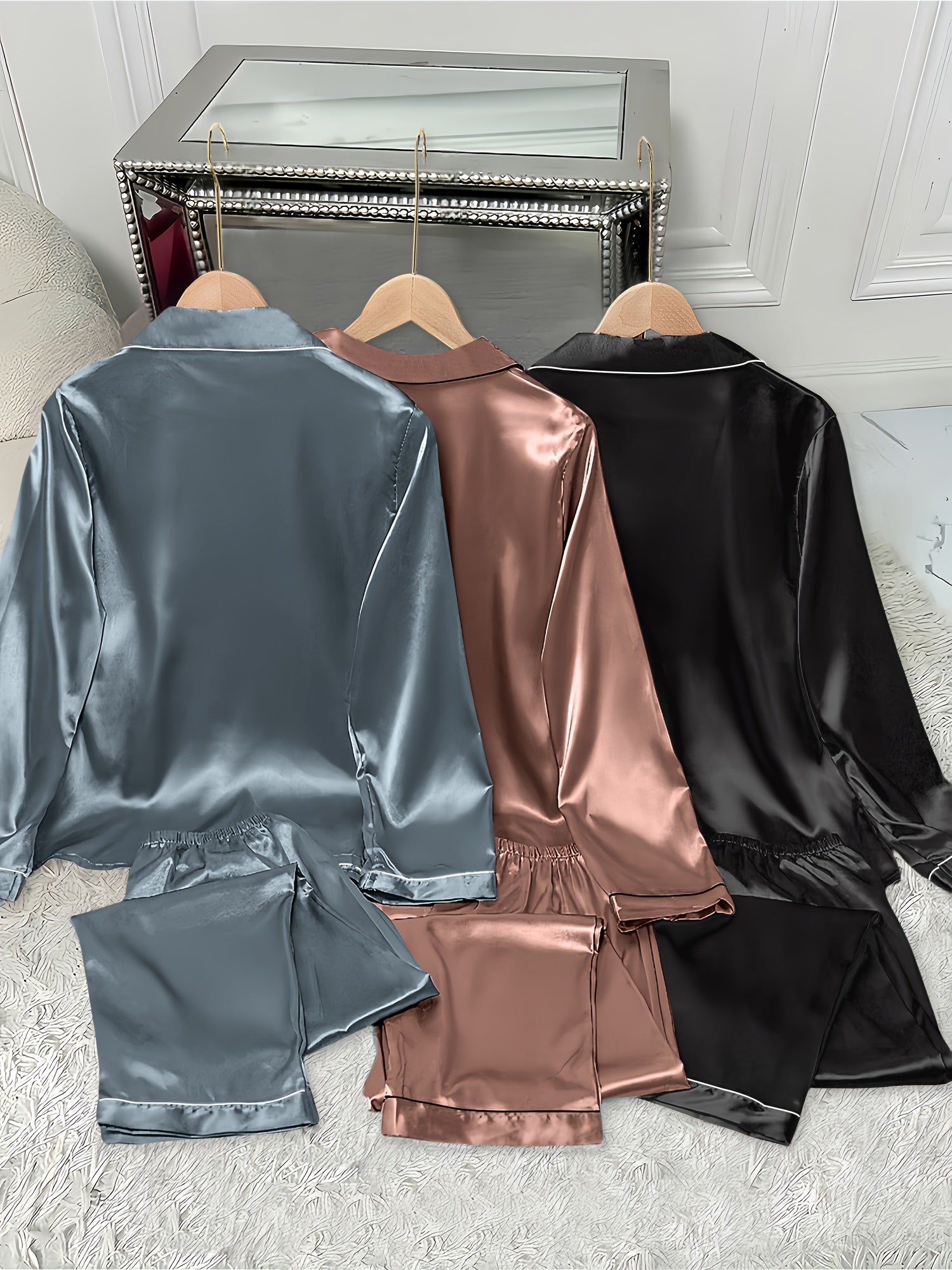 Women’s 3-Piece Satin Pajama Set by Snagg A Pajama