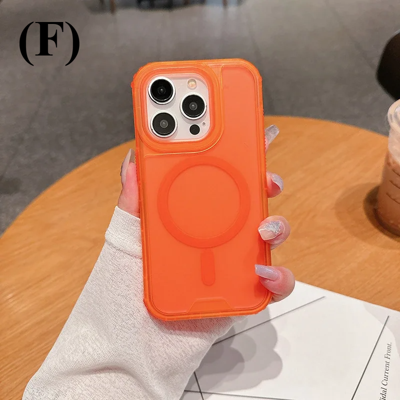 3 in 1 Magsafe Heavy Duty Armor Case - for IPhone 16 Series - F - Orange / For iPhone Pro - Phone Cases & Covers