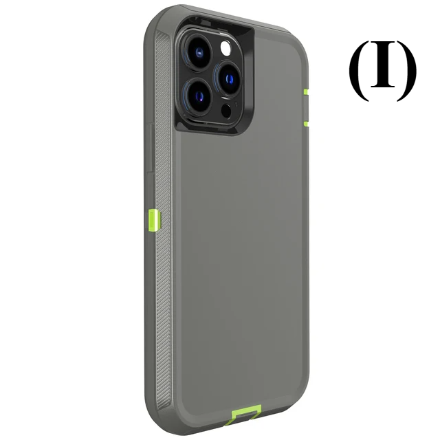 3 IN 1 Heavy Duty Armor Shockproof Dust Proof Case - For iPhone 16 Series - I - Green Dark Grey / 16Pro - Phone Cases &