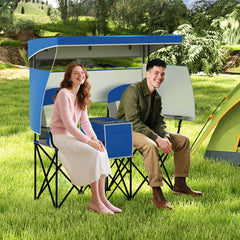 2 Person Folding Camping Chair with Adjustable Canopy by Snagg A Chair
