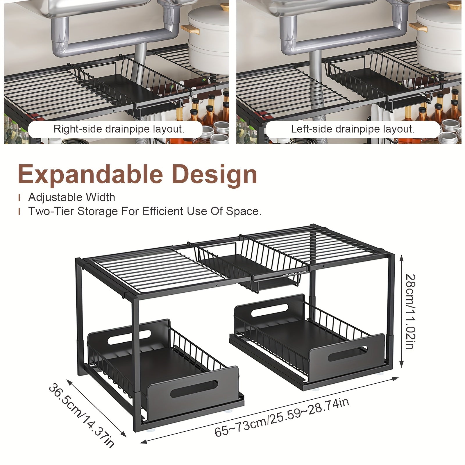 2-Tier Extendable Under Sink Organizer by Snagg A Rack