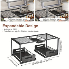 2-Tier Extendable Under Sink Organizer by Snagg A Rack