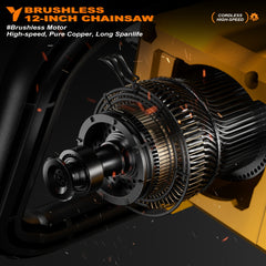 12" Cordless Brushless Chainsaw with Battery, Auto Oiler & Safety Lock