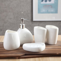 4 Piece White Ceramic Bathroom Set by Snagg A Bathroom Set