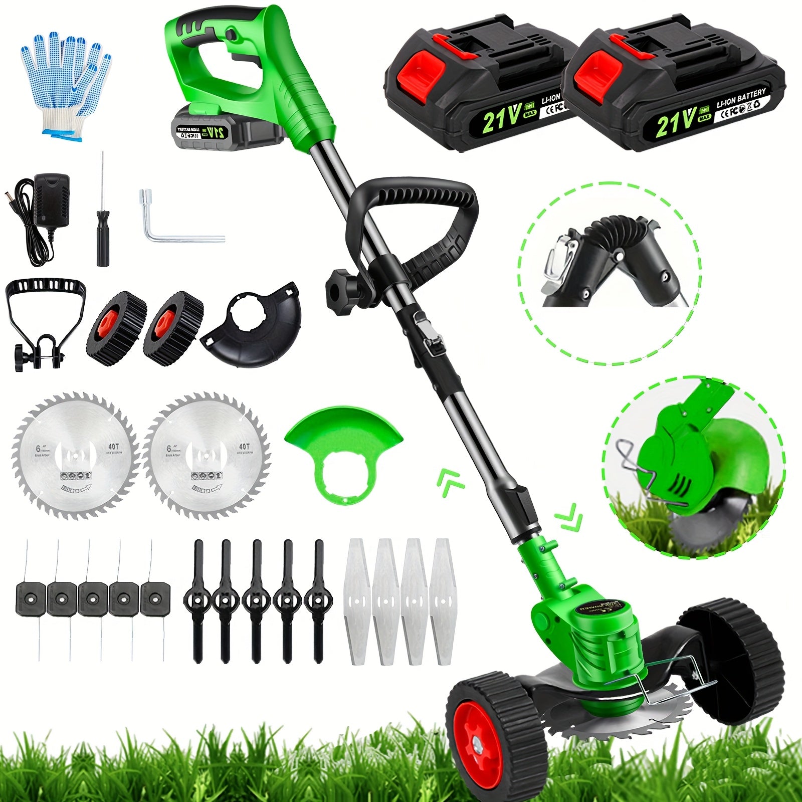 Cordless 21V 3-in-1 Lawn Trimmer