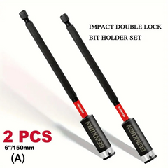 Impact Double Lock Magnetic Bit Holder Set – Universal 1/4" Extension Socket for Power & Manual Screwdrivers