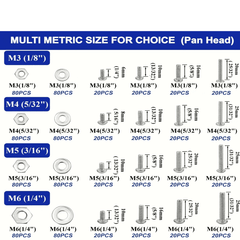 1920pcs Nut and Bolt Assortment Kit Stainless Steel Phillips Pan Head & Countersunk Bolts with Double-Sided Toolbox