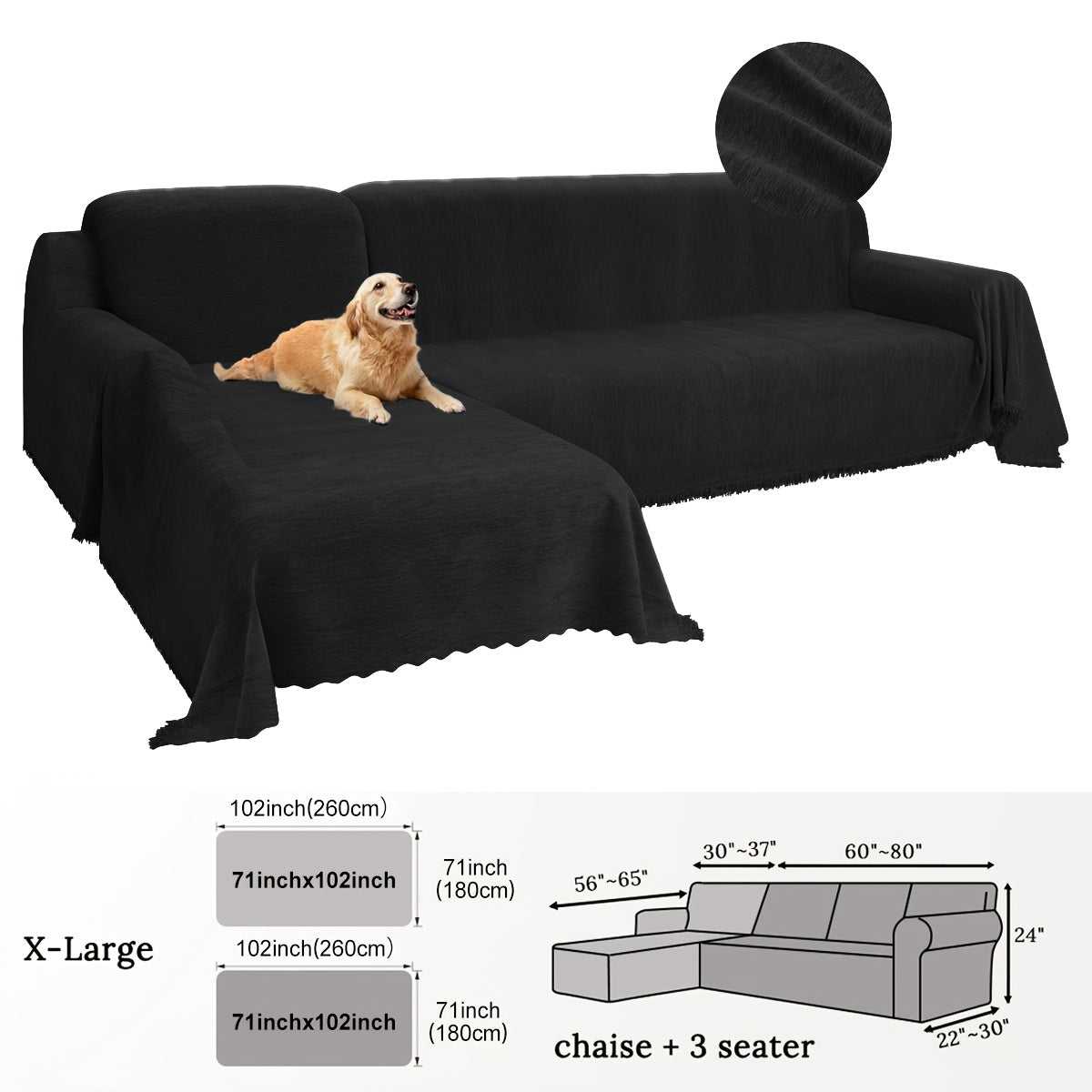 2pcs Chenille Sofa Covers Modern, Pet-Friendly & Double-Sided by Snagg A Sofa Cover
