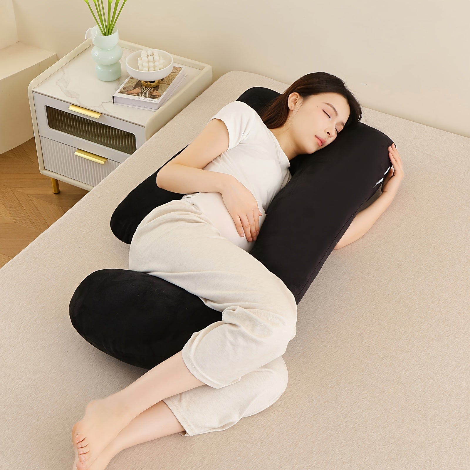 Crystal Velvet J-Shaped Pregnancy Pillow – Full Body Support by Snagg A Pillow