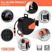 Retractable Garden Hose Reel with Auto Rewind by Snagg A Garden Hose