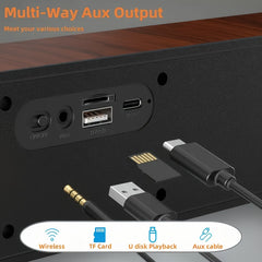 Retro Wood Grain Soundbar – Dual Wireless Speakers with USB, Card Slot & Mic Input by Snagg A Portable Speaker