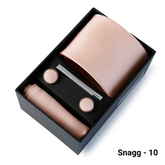 Luxury Men’s Tie Set Solid Colour Slim Necktie Hanky Cufflinks & Clip - Snagg - 10 - Others In Fashion