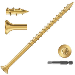 400 Pcs Deck Screw Kit — Rustproof Epoxy-Coated #8/#9/#10 Star-Drive Wood Screws with T25 Bit (1.5’’–4’’)