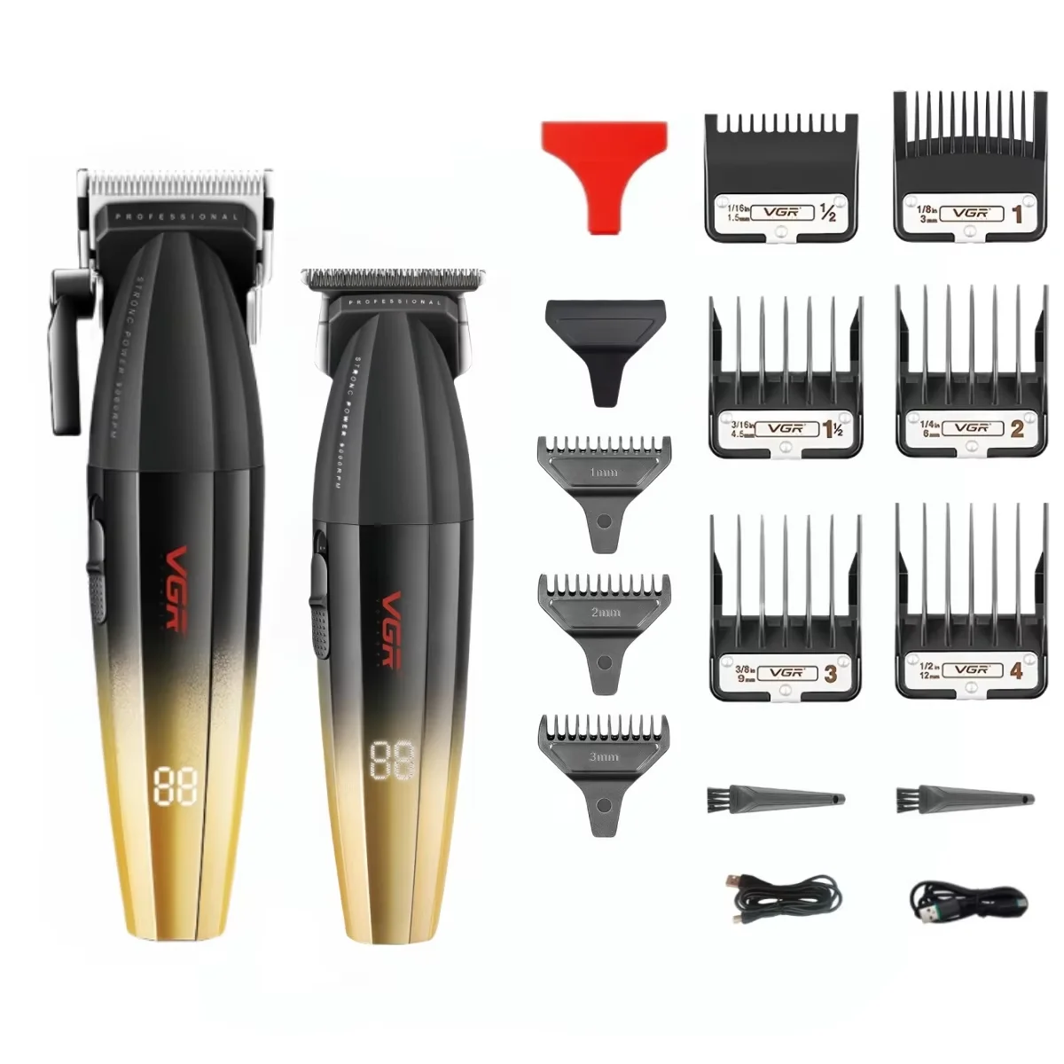 Professional 3 Piece All Metal Barber Suite – 9000 RPM Master Clipper, DLC Trimmer, and Titanium Shaver Collection