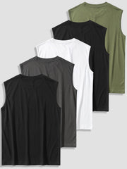 5pcs Men’s Sleeveless Muscle Tee Gym Shirts - SnaggIt