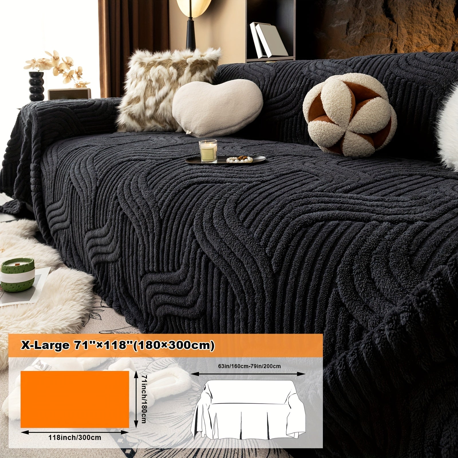 Oversized, Soft & Durable Plush Sofa Cover by Snagg A Sofa Cover