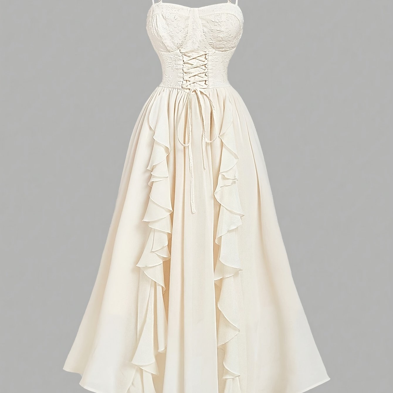 Elegant Dress with Lace-Up Waist by Snagg A Dress