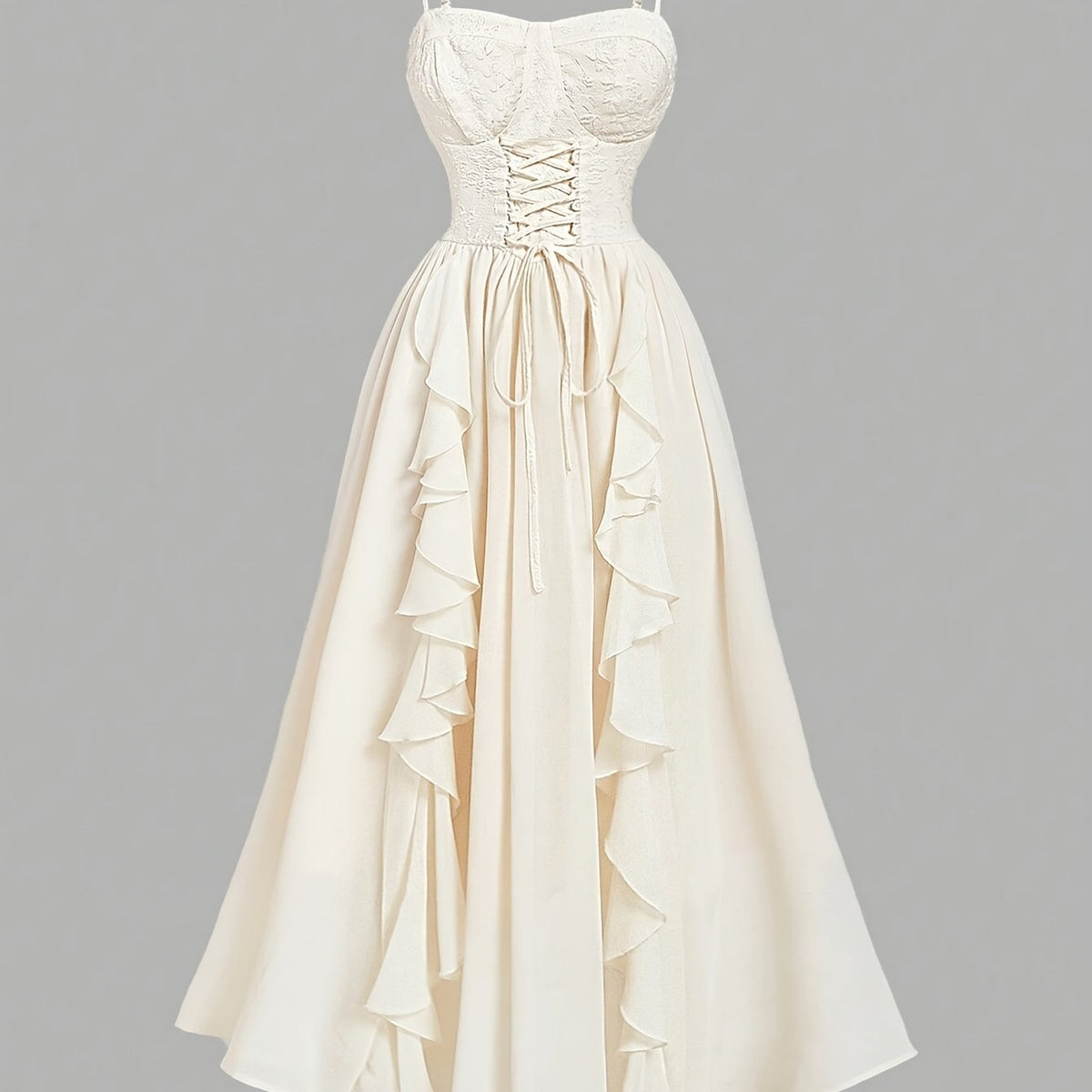 Elegant Dress with Lace-Up Waist by Snagg A Dress