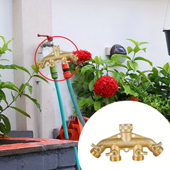 4 Way Brass Garden Hose Splitter with Quick Connector – EU Standard 3/4" by Snagg A Valve