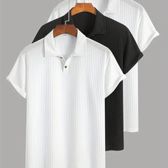 3-Pack Men’s Summer Jacquard Knit Polo Shirts – Sporty Casual Style - SnaggIt