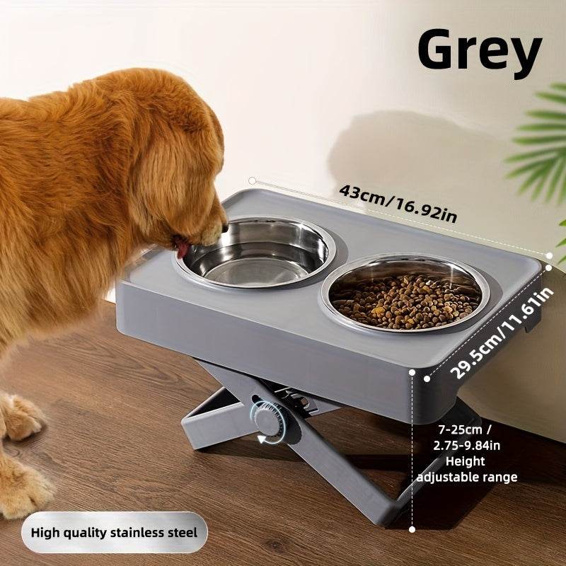 Adjustable Height Dog Bowl Stand with Stainless Steel Bowls - SnaggIt