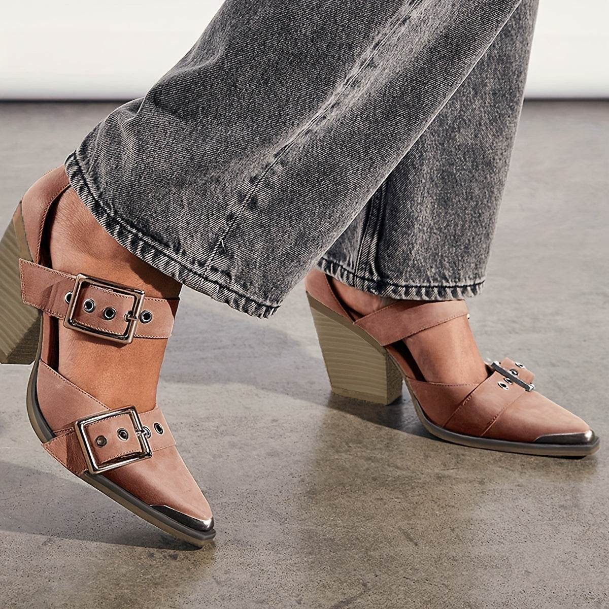 Chic Women’s High Heels with Elegant Pointed Toe & Adjustable Buckle - SnaggIt