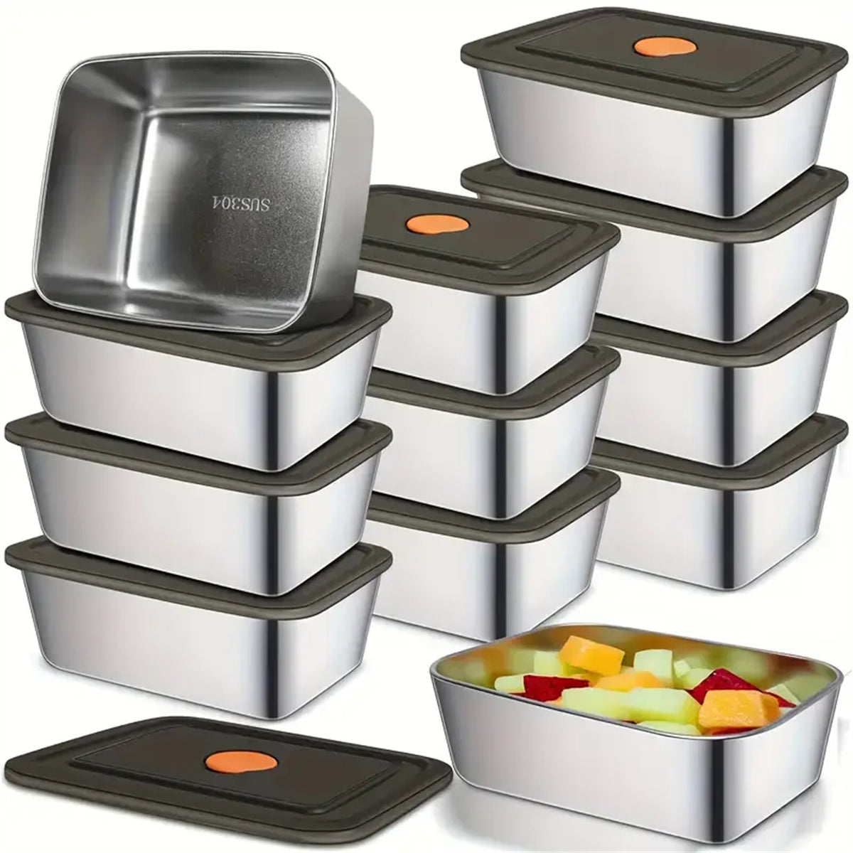 15 Pcs Stainless Steel Food Storage Containers by Snagg A Container