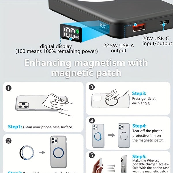 10000mAh Wireless Magnetic Power Bank by Snagg A Power Bank