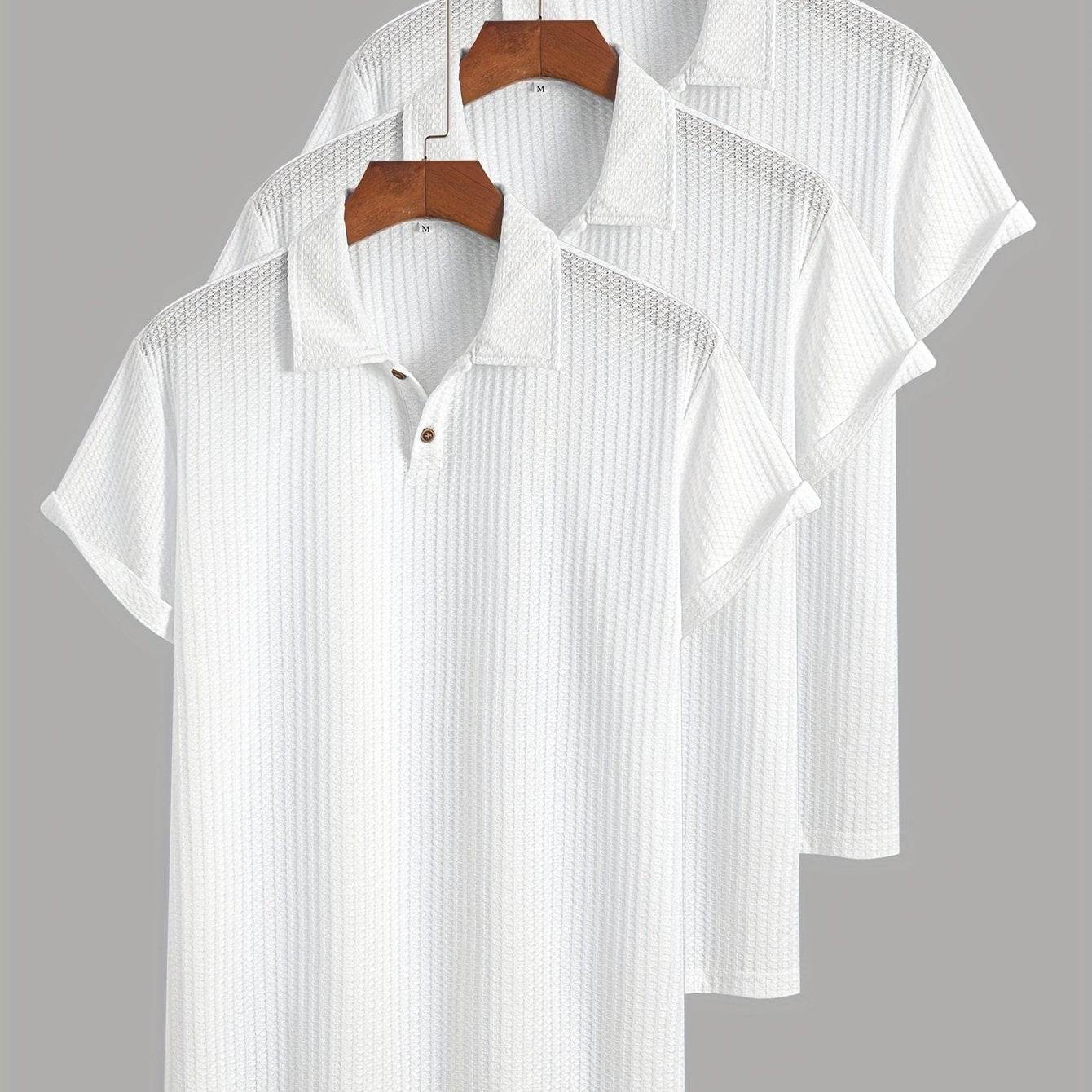 3-Pack Men’s Summer Jacquard Knit Polo Shirts – Sporty Casual Style - SnaggIt