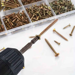 440 Pack Self Tapping Wood Screw Kit — Colour Galvanized M3.5/M4 Screws in 25–60mm Sizes - 440pcs M4/3.5 Length