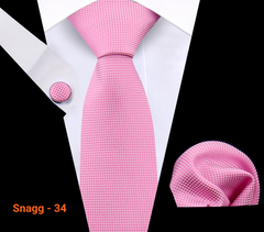 Classic Plaid Tie Set for Men - Necktie with Matching Pocket Square & Cufflinks - Snagg - 34 - Others In Fashion