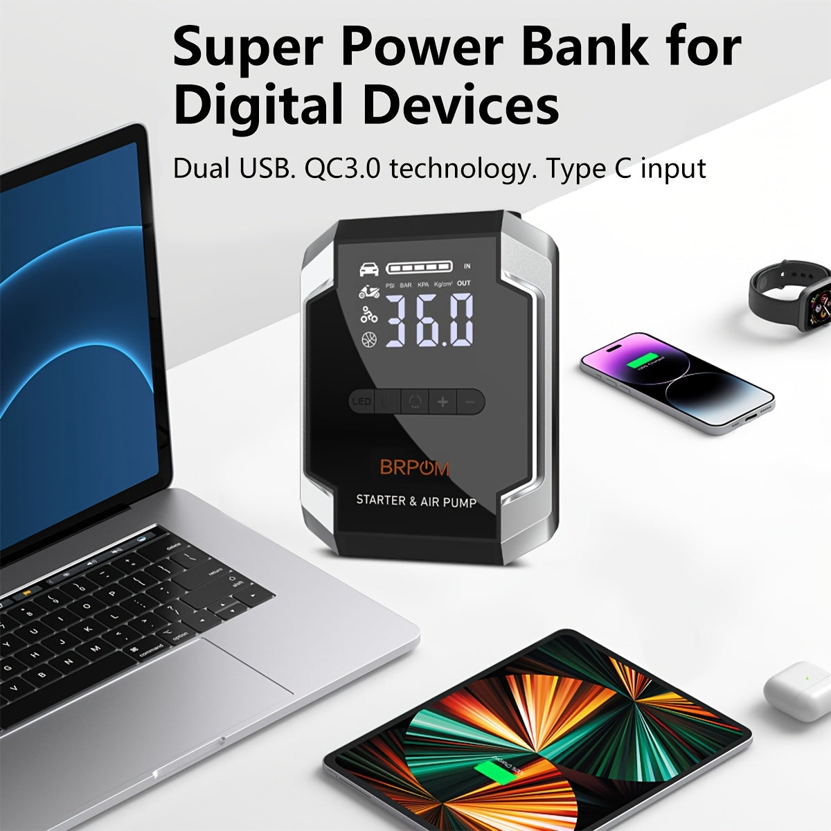 8500A Portable Car Jump Starter with Air Compressor by Snagg A Jump Starter