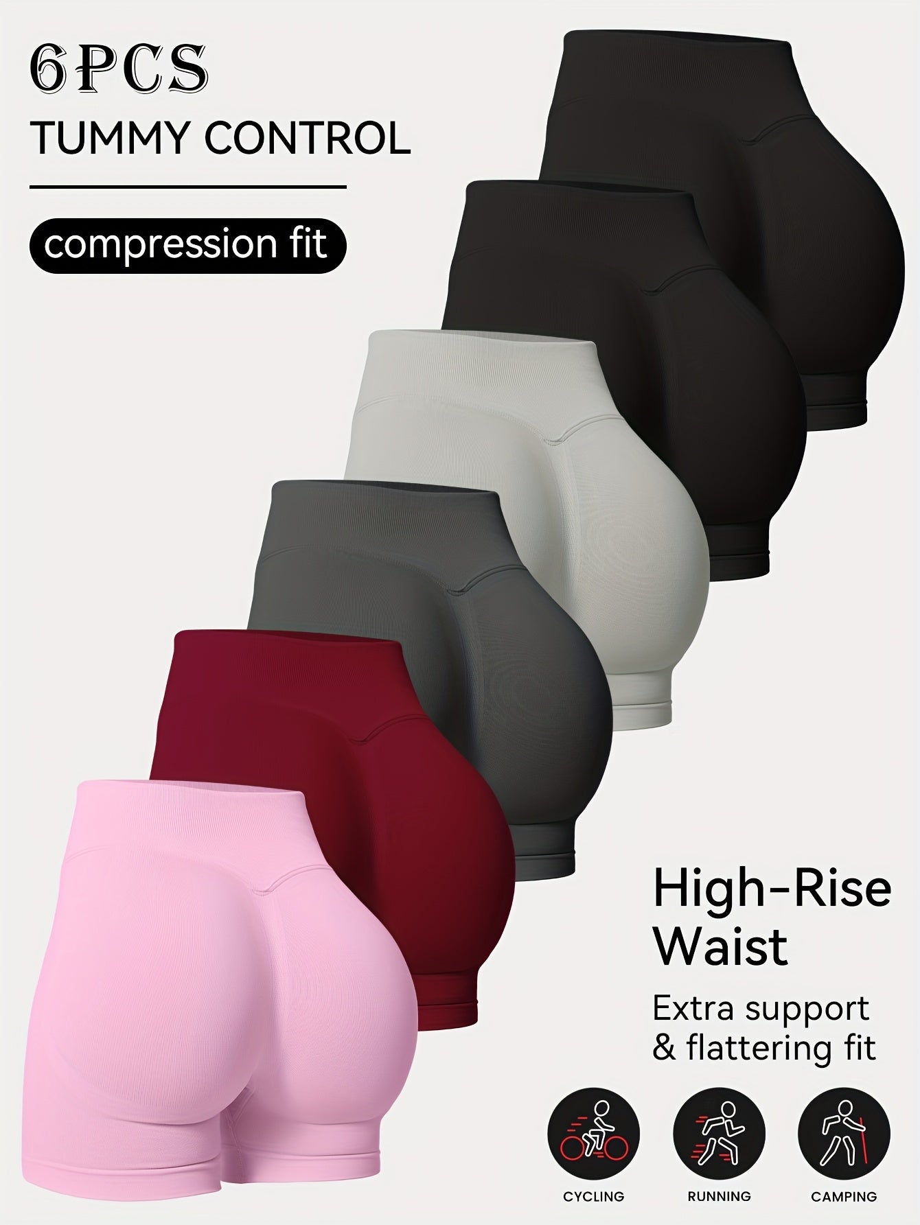 Women’s 6-Piece High-Waist Sport Shorts by Snagg A Short