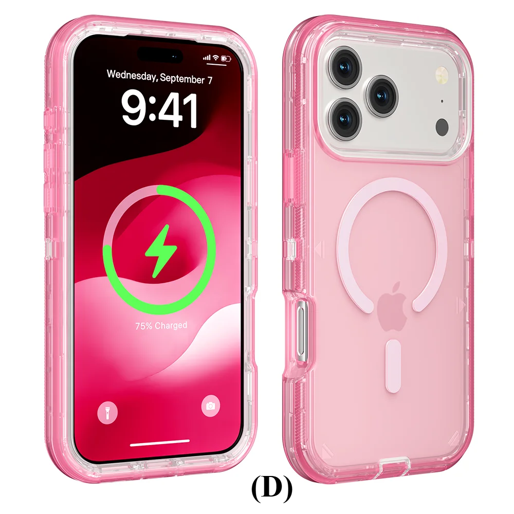 Rugged OTT Armor MagSafe Clear Case – for iPhone 16 Series - D - Gray Pink / Phone Cases & Covers