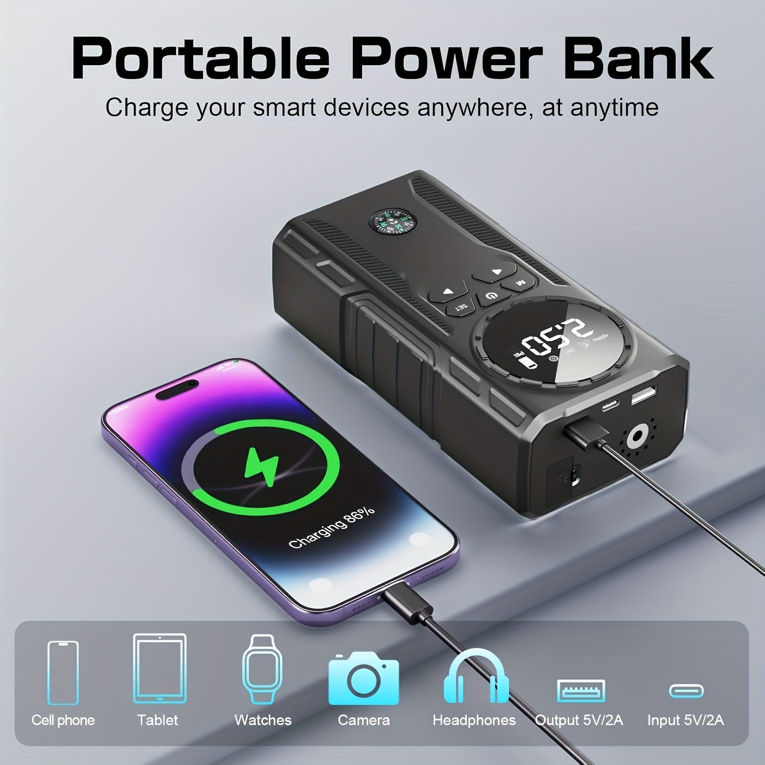 5 in 1 Car Jump Starter with Air Compressor by Snagg A Jump Starter