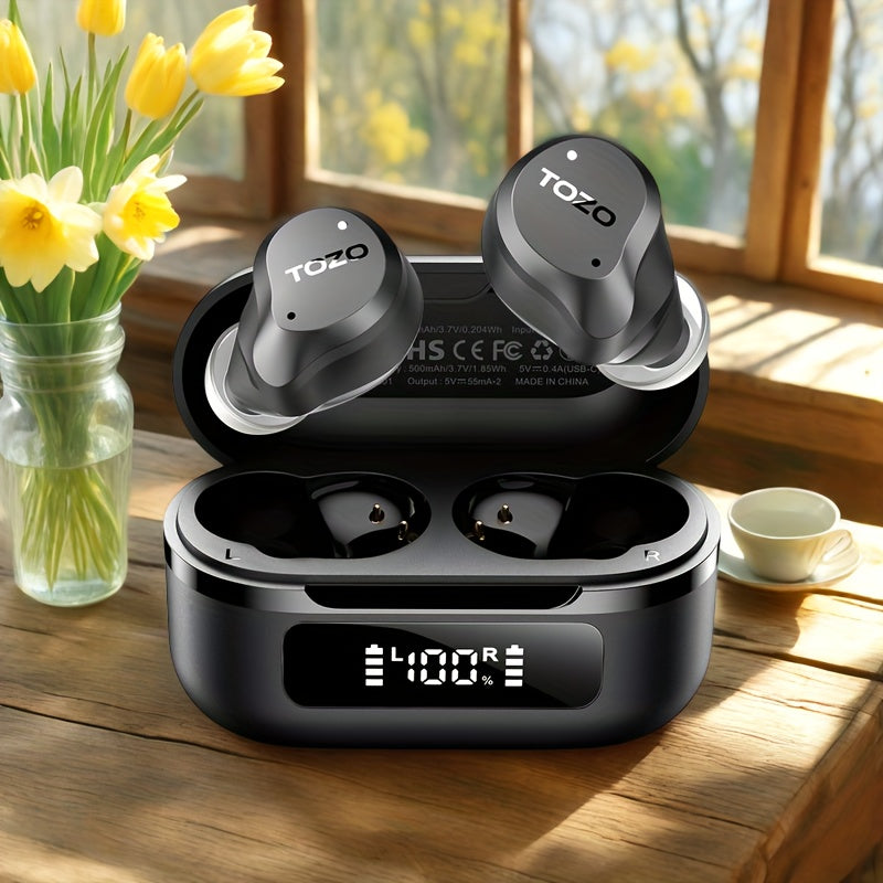 AI Smart Wireless Earbuds | ENC Noise Cancelling In-Ear Headphones (59H Battery, LED Display) by Snagg An EarBud