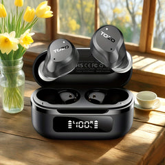 AI Smart Wireless Earbuds | ENC Noise Cancelling In-Ear Headphones (59H Battery, LED Display) by Snagg An EarBud