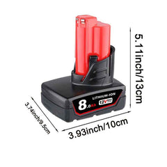 2 Pack 12 V 8.0 Ah Lithium-Ion Battery — Replacement for M12 Series Cordless Tools
