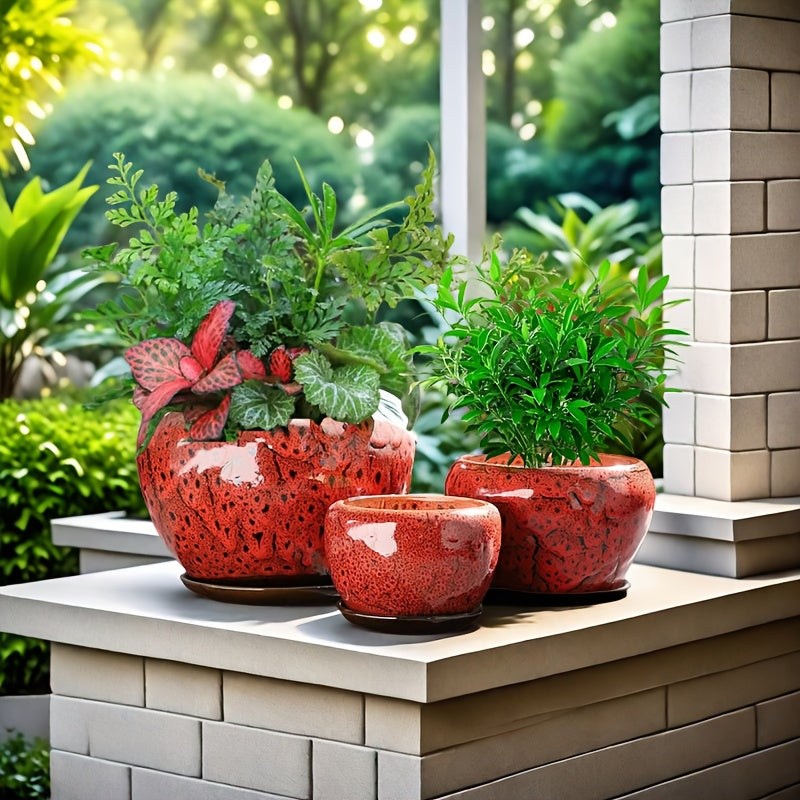 3pcs Decorative Flower Pots with Trays by Snagg A Pot