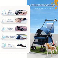 Foldable 4-Wheel Travel Carriage with Mesh Windows by Snagg A Pet Stroller