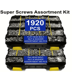 1920pcs Nut and Bolt Assortment Kit Stainless Steel Phillips Pan Head & Countersunk Bolts with Double-Sided Toolbox