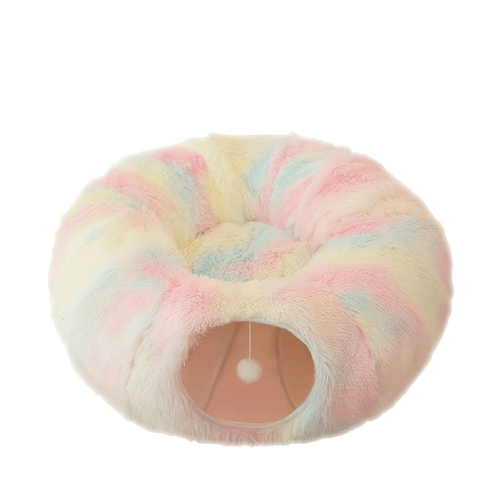 Plush Cat Tunnel Bed with Play Mat by Snagg A Cave
